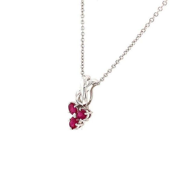 18k/14k 3-Ruby Pendant Necklace - Picture 6 of 11